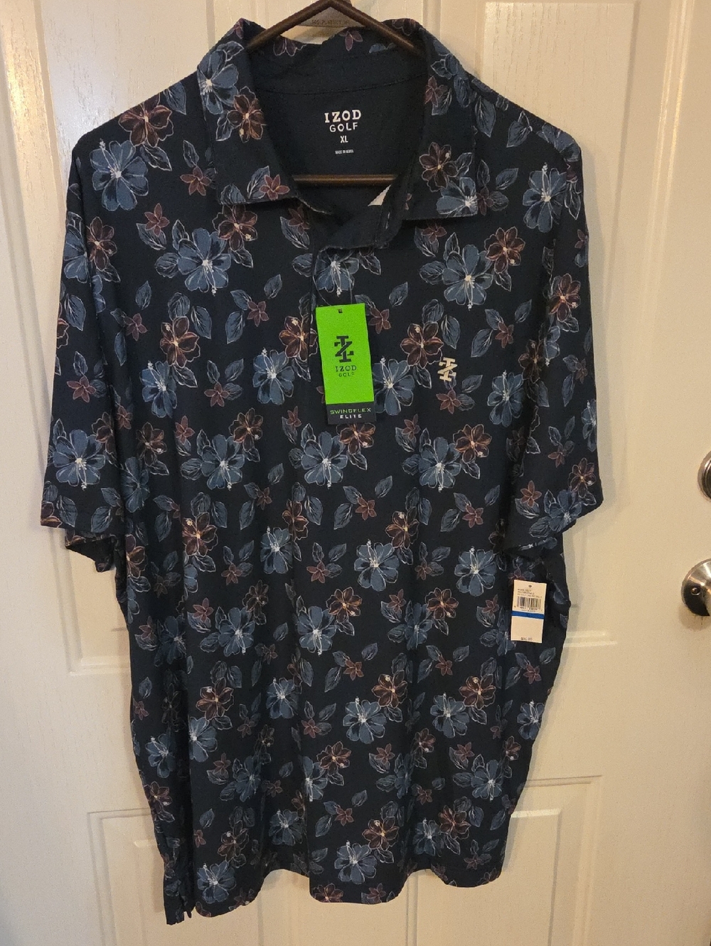 Izod Navy Floral Short-Sleeve Golf Polo Size XL NWT